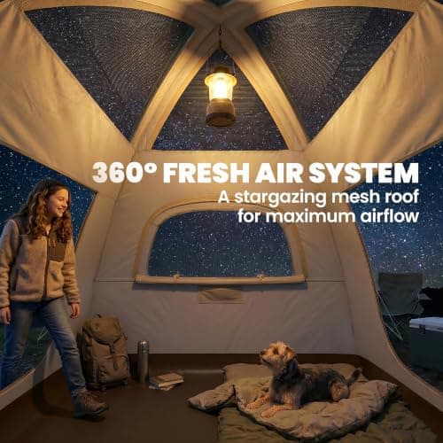 Outsunny Inflatable Camping Tent Rainfly 2-3 Man 3000mm Waterproof Cream — view 6