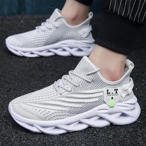 XKOWUO Mens Womens Trainers Walking Running Shoes Non Slip Gym Slip On Tennis Trainers Outdoor Sports Sneakers Lightweight Workout Shoes White Size 5.5 — view 2