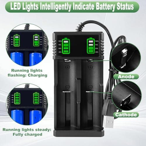Dual 18650 Battery Charger for 18500 14500 21700 26650 26700 18490 18350 — view 5