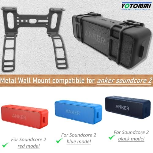 yotommi Metal Wall Mount for Anker Soundcore 2 Portable Bluetooth Speaker — view 4