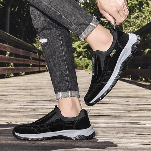 Daladder Walking Orthopedic Shoes,Men's Waterproof Breathable Orthopedic Walking Hiking Shoes Slip on Sneakers (Blue,9) — view 3