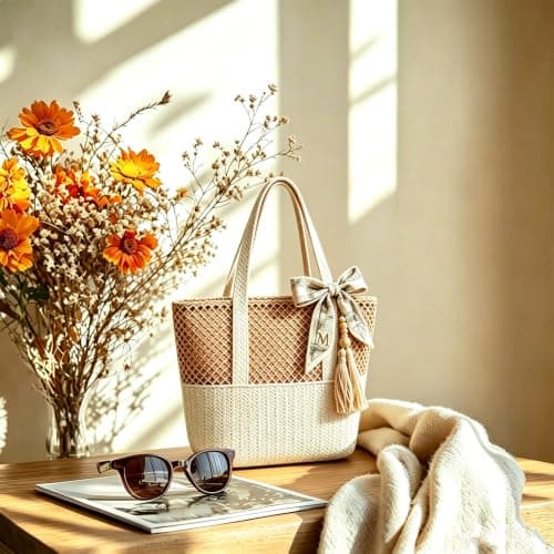 BPTZYLN Straw Beach Bags for Women, Straw Bags for Women Uk, Raffia Bag — view 6