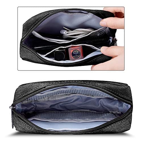 DOB SECHS Waterproof Canvas Mini Travel Makeup Carrying Case Wash Bags Cosmetic Bag Portable Electronics Accessories Organizer Wash Gym Shaving Bag, Black — view 5