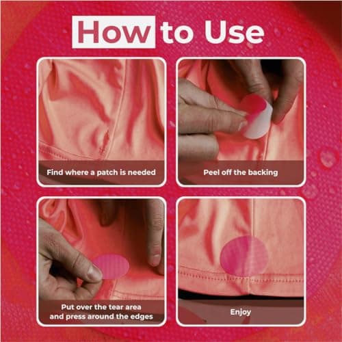 Stick-On Repair Patches for Jackets, Tents, 11 Pcs, Waterproof, Dark Pink — view 2