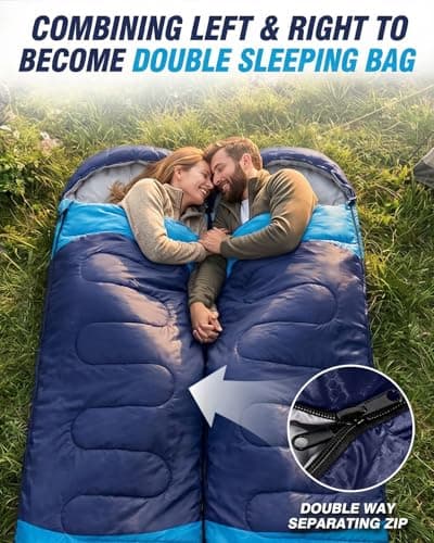 Maraiss 4‑Season Ultralight Compact Sleeping Bag, Camping Gear for Adults and Teenagers, Outdoor Sleeping Bag for Hiking & Backpacking, Suitable for Warm & Cold Weather, Blue — view 3