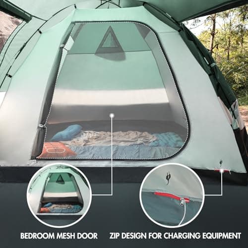 Portal 3-4 Man Tent with Porch 3000mm Waterproof 180cm Tall Standing Height Three-Four Persons Family Camping Tent with Living Area Sewn-in Groundsheet Tub Floor for Festival Bicycle Motorbike — view 6