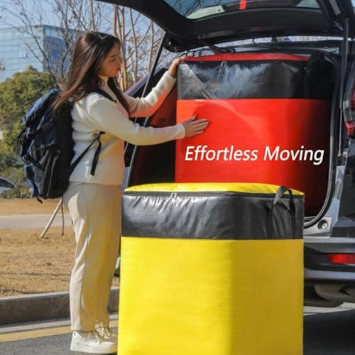 Extra Large Heavy-duty Moving & Storage Bags With Handles - Reusable, Foldable Comforter & Garment Carrier For Easy Transportation And Organization Orange 140L (20 × 16 × 28 in) — view 6