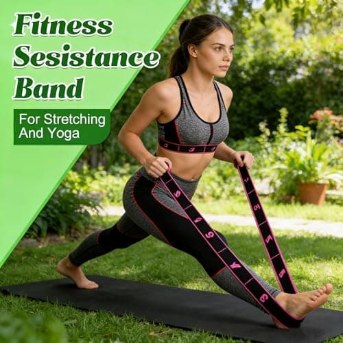 Resistance Bands Set, 3 Pack Yoga Stretch Straps with 8 Numbered Loops & Handles, Non-Slip Elastic Bands for Pilates, Yoga, Fitness, Home Gym, Women & Men(Red+Black+Blue) — view 5