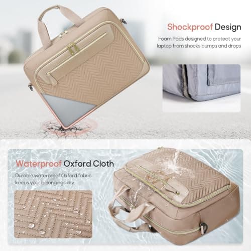 RAINSMORE 17.3 Inch Laptop Bag for Women Water Resistant Briefcase — view 5