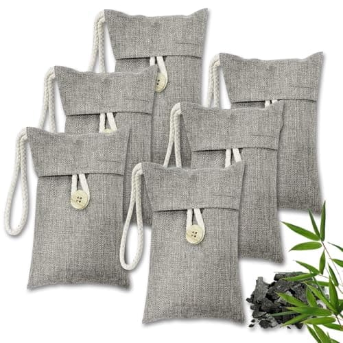 Air Purifying Bag Activated Car Air Freshener Bamboo Charcoal Bags Nature Fresh Deodorizer Moisture Absorber for Bathroom Activated Odor Absorber For Shoes Fridge Pet Home（6Pack 100g Each）