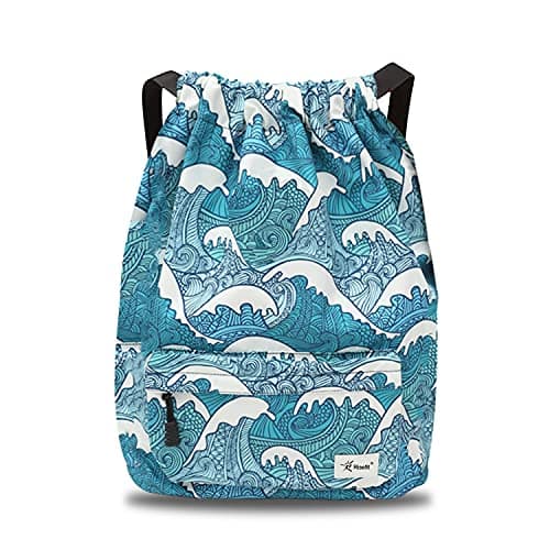 Risefit Waterproof Drawstring Bags String Backpack, Swim Bags PE Gym Bags Sports Backpacks Swimming Bags for Adults, Kids - Men Women Girls Boys