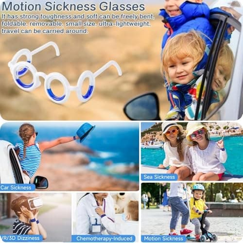 Motion Sickness Glasses, 6cpsTravel Sickness Glasses for Adults & Kids - No Lens Anti Nausea Relief for Car Air Sea Sickness, Vertigo Aid with Box & Portable Pouch — view 5