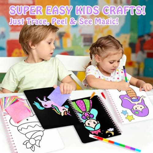 Foil handicraft for Kids-No Mess Colouring Book,Art & Craft Supplies Kits-Create Sparkly Princess Unicorn Pictures,Party Activity,DIY Creative Activity Travel Toy,Ideal Gifts for Girls Boys Ages 4+ — view 4