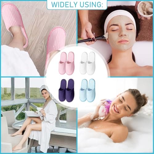 TESIN 18 Pairs Disposable Hotel Slippers - Bulk Guest House Shoes for Spa — view 6