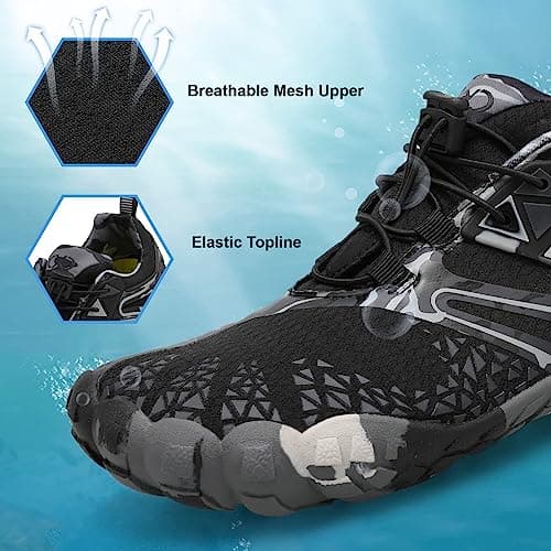 XIHALOOK Mens Womens Womens Hiking Shoes Quick Dry Barefoot Walking Shoes Beach Hiking Kayaking Surfing Training Shoes, A Grey Black, 7/8 UK — view 4