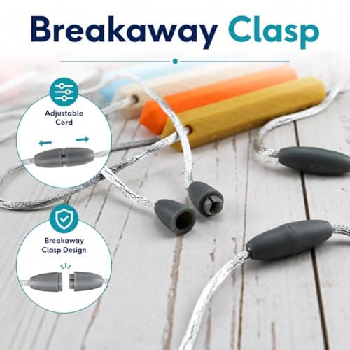 Sensory Chew Necklace Set, 10 Pack Silicone Chewy Pendant Necklaces with Adjustable Breakaway Cord, BPA Free Chewing Accessories in Assorted Colours for Daily Sensory Use — view 2