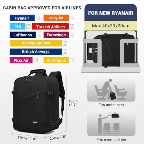 Kono Ryanair Cabin Bags 40x30x20 Underseat Carry on Travel Backpack — view 2