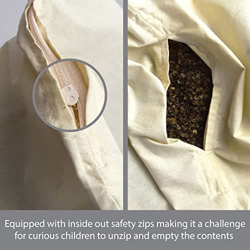 rucomfy Beanbags Organic Buckwheat Husk Bed Pillow in Plain Woven Unbleached 100% Cotton. Breathable Cooling Cushion for Enhanced Sleep. Supportive Pillow to Help Neck Pain. Arrives Filled (33 x 41cm) — view 4