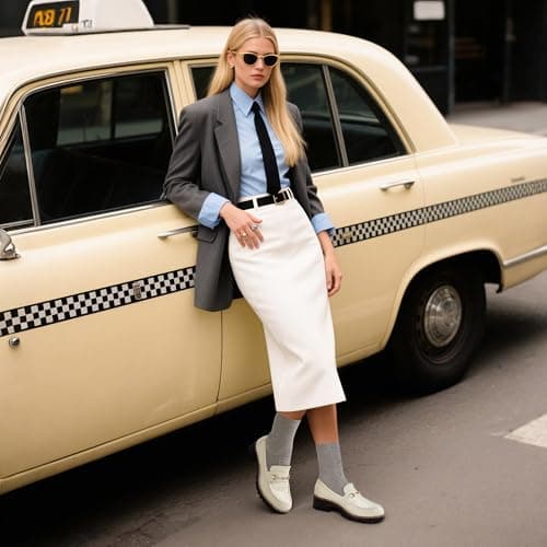 DREAM PAIRS Women's Chunky Loafers Dressy Shoes,Beige-Pu,5.5 — view 2