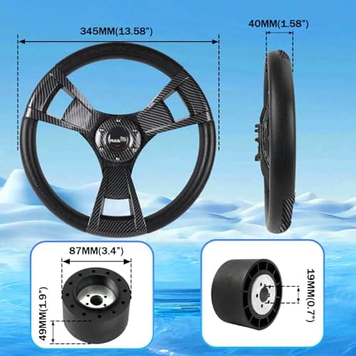 RASTP Boat Steering Wheel with 3/4“ Axle Marine Steering Wheel Adapter for Most Marine boats,Vessels,Yachts,Pontoons Boat (Style F-Print) — view 4