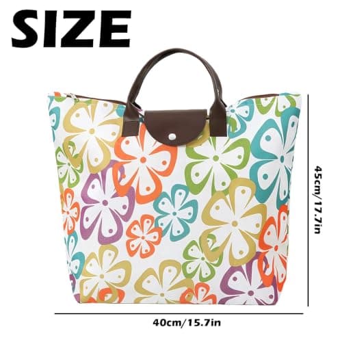 NIFTYY Foldable Zipper Tote Bag for Women – Waterproof Reusable Shopping Bag, Portable Travel Beach Gym Bag with Pocket, Compact Foldable Handbag for Grocery, Travel, Holiday, Pool (colorful) — view 4