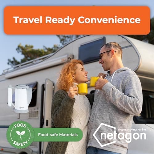 Netagon 12V In-Car Kettle - Portable Travel Electric Tea & Coffee Maker for Caravans, Motorhomes, Boats - Includes Cups, Utensils, and Mounting Bracket - Ideal for Camping & Festivals — view 2