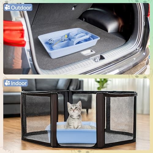 PAWISE Cat Accessories Set of 4 Cat Accessories Including Litter Tray, Litter Scoop, Bowl and Kitten Toy, Kitty Starter Kit, 14.5 x 10.5 Inches, Blue — view 6