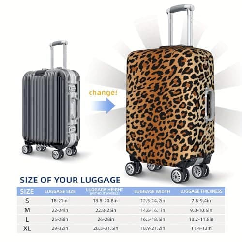 Richugui Brown and Black Leopard Pattern Luggage Cover Elastic Washable Stretch Suitcase Protector Anti-Scratch Cover for Kid and Adult, S (18-21 inch) — view 6