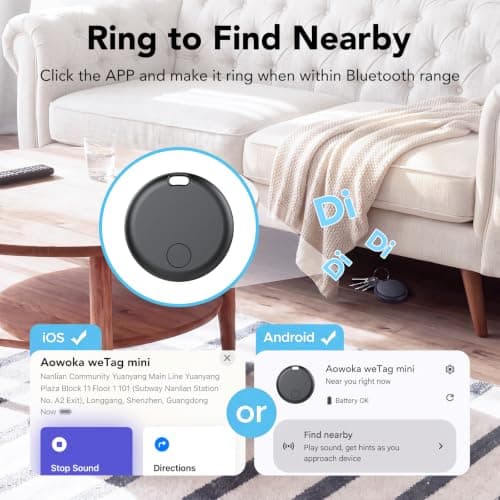 Air Tracker Tags Bluetooth Item Finder-4Pack，Compatible with Android(Find Hub) & iOS(Find My), Replaceable Battery, IP67 Waterproof, Suitable for Luggage, Bags, Wallets, Backpacks, Keys Tracking Tag — view 3