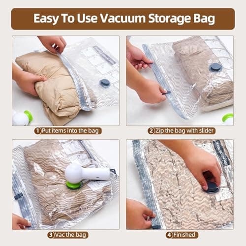 VACKFOX Travel Vacuum Bags with Rechargeable USB Pump, 6 Pack Carry-On Size Vacuum Travel Bags for Luggage & Suitcase, Vacuum Bags for Travel, Space Saver Compression Bags for Clothes & Clothing — view 5