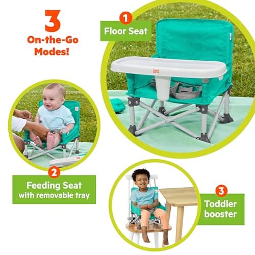 Bright Starts Pop 'N Sit Portable Booster, Indoor/Outdoor Use, Floor Seat with Feeding Tray, Teal, 6 Mos - 3 Yrs — view 3