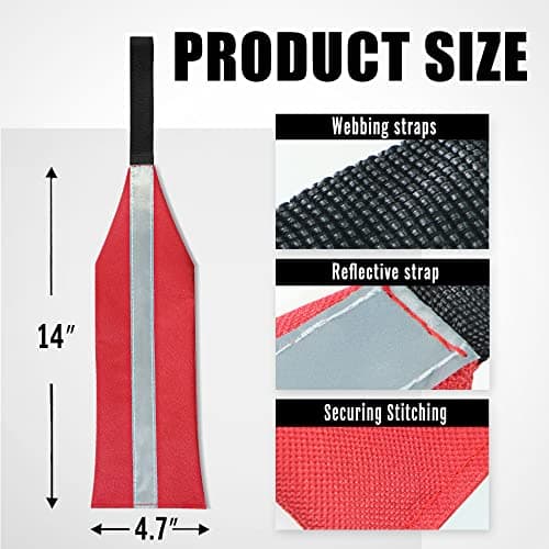 Anley Kayak Tow Red Safety Travel Flags with Reflective Strip - Warning Flag for Canoes, Boats, SUP, Truck, Trailer - Waterproof and Durable Oxford Safety Flag - 14x4.7 inch (Pack of 2) — view 4