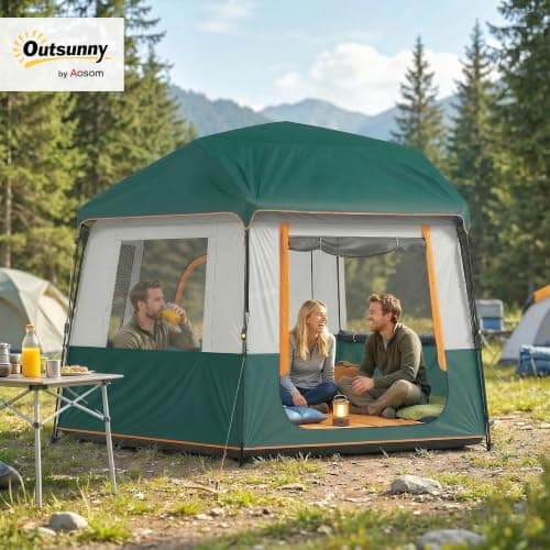 Outsunny 4-6 Person Easy Setup Camping Tent 3000mm Waterproof UV30+ Green — view 2