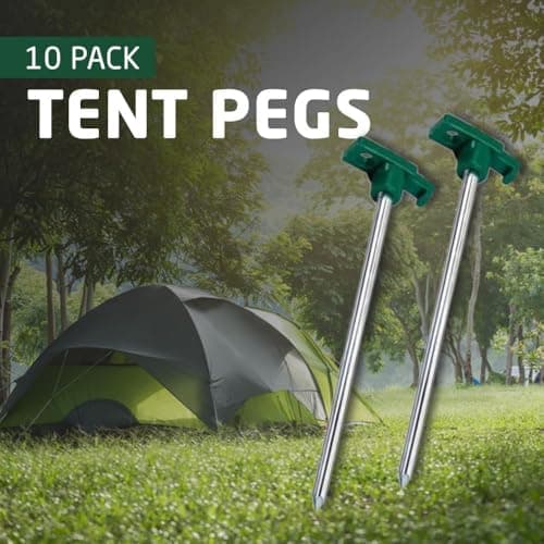 1Above Heavy Duty Storm Tent Pegs 10pk | Super Sharp Tips | Galvanized Steel Rust Proof | 25x2.4cm | Ideal for Tents, Gazebos & Awnings — view 5