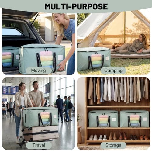4 Pack 90L Moving Bags Clothes Storage Bags with View Window for Dorm,Green — view 4