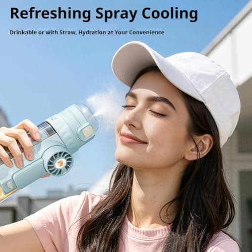 SHUZHENG 2-in-1 Water Bottle with Foldable Fan,Portable Dual-Drinking Cooling Water Bottle with Fan,USB Rechargeable Handheld Cooling Cup for Camping Travel Outdoor Sports — view 6