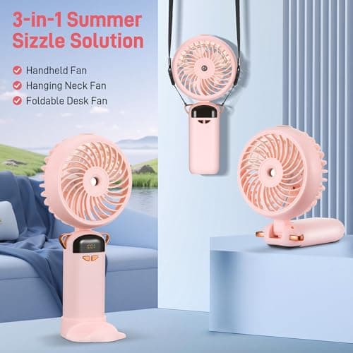 Kssvzz Portable Handheld Fan with Water Mist Spray - Pink — view 3