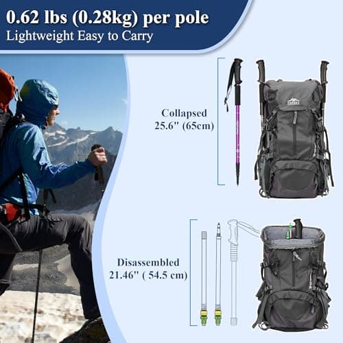 TheFitLife Hiking Walking Trekking Poles - 2 Pack With Antishock And Quick Lock System, Telescopic, Collapsible, Ultralight For Hiking, Camping, Mountaining, Backpacking, Walking, Trekking — view 4