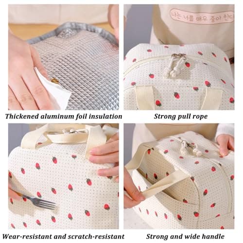 JiaYouLC Reusable Lunch Bags for Adults Women's Insulated Cooler Lunchbag Girls Ladies Waterproof Lunch Box Tote Bag for Work Travel Picnic School (PurpleFlower) — view 5