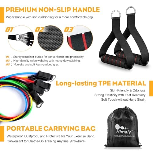 Resistance Bands Set with Handle, 5pcs Exercise Band for Men and Women — view 6