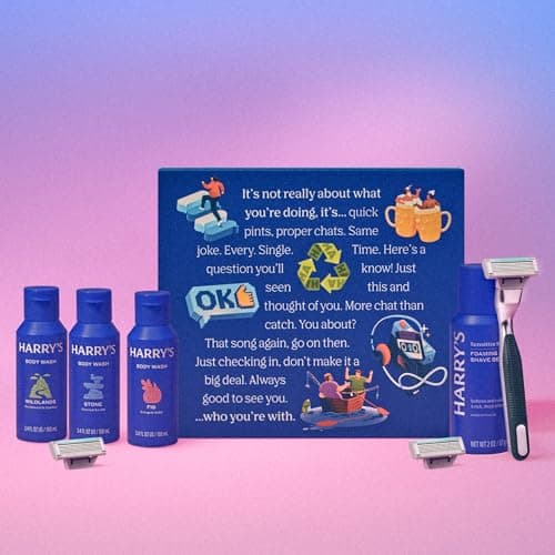 Harry's Plus Grooming Gift Set for Men - Plus Razor, 2 x 5-Blade Cartridges 3 x Mini Travel Shower Gel, 1 x Mini Shave Gel - Perfect Shave Shower Kit — view 4