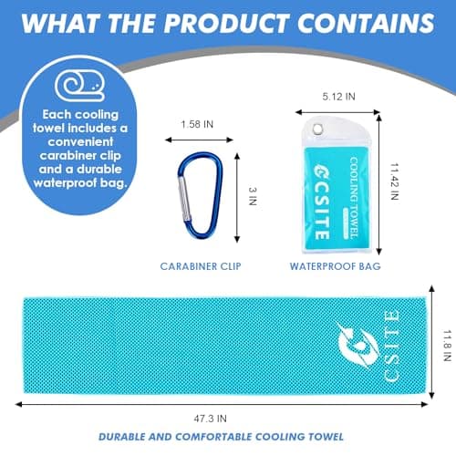 CSITE 6 Pack Cooling Towels (120x30cm) for Neck and Face, Ice Towel for Hot Weather, Soft Breathable Chilly Gym Towels, Microfiber Towel for Work Out, Yoga, Running, Camping & More Activities — view 5