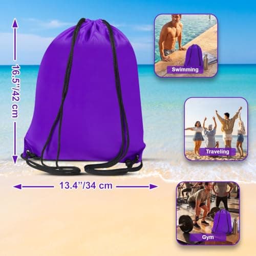 WESTWOOD FOX Drawstring Gym Bag String Bags Gym Sack Backpack PE Bags for Women Men Trainer Swimming Bag Travel Beach School Holidays Suitable for Sports,kids,Boys,Girls (Purple) — view 4