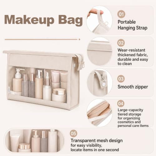 9 Set Packing Cubes for Travel, Suitcase Organizer Bags for Luggage (Cream) — view 3