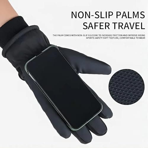 SOCK-TEC Ladies Ski Gloves Touch Screen Plush Lining Waterproof Windproof Extreme Cold Weather Thermal Winter Warm Glove for Women - Skiing,Cycling,Motorcycle,Running,Outdoor Sports (Black, One Size) — view 4