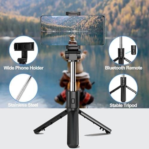 COLORLIZARD Selfie Stick Tripod with Remote, Bluetooth Phone Tripod,Compatible with iPhone, GoPro, Android Phone — view 2