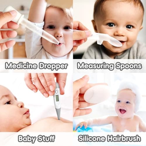 Qunlions life Infant Safety Care Set with Hair Brush Comb Nail Clipper, Baby Essentials Kit for Newborn Girls Boys (Grey White) — view 6