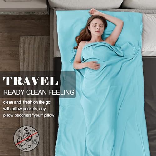 BREENHILL Sleeping Bag Liner, Travel Sheet with Zip, Glacier Blue 80cm — view 2
