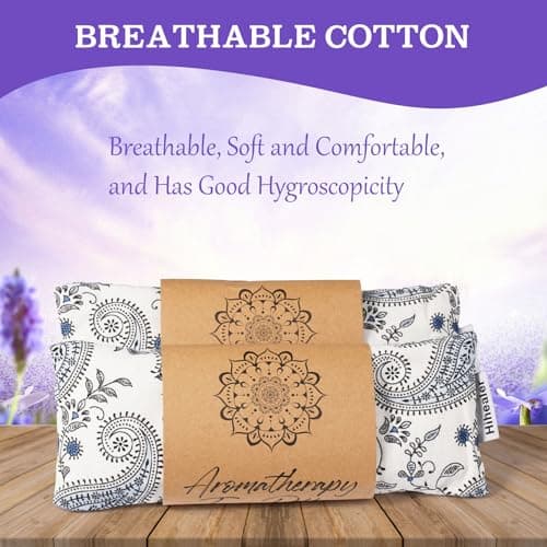 Hihealer Eye Pillow Yoga Meditation Accessories Lavender Aromatherapy Weighted Eye Mask for Sleeping, Yoga, Meditation, Self Care Relaxation Xmas Gifts for Women Mom (White * 2) — view 3