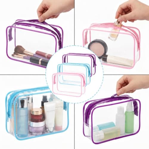 RAHHLIZS 3Pcs Clear Makeup Bags with Zipper Clear Pouch Cosmetic Bag — view 3